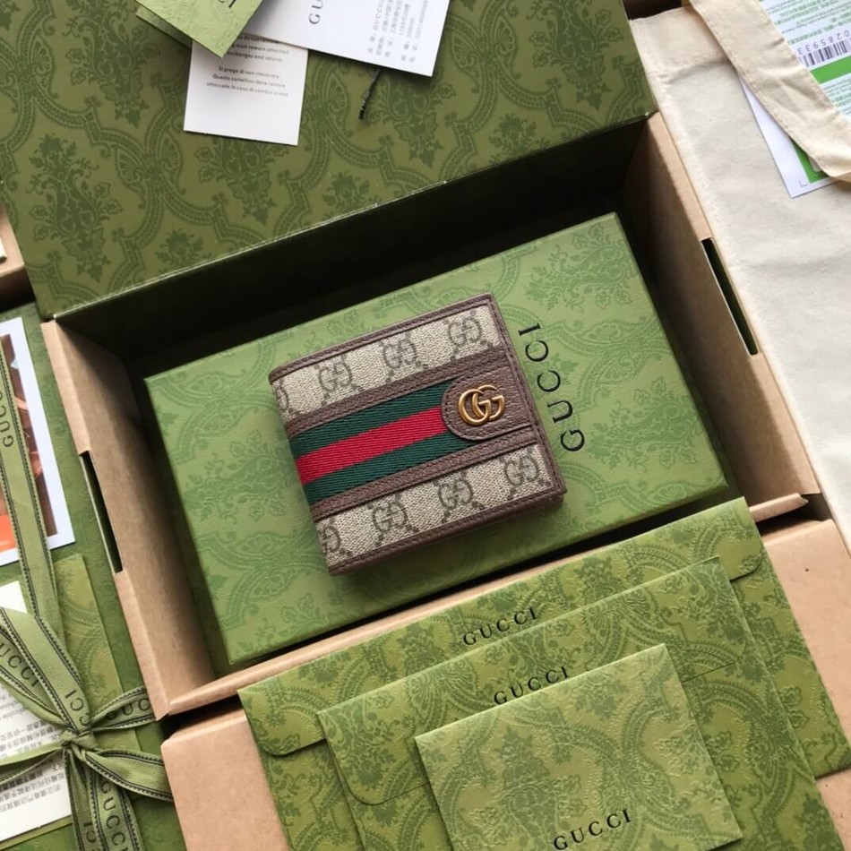 Gucci GG Supreme canvas striped webbing wallet