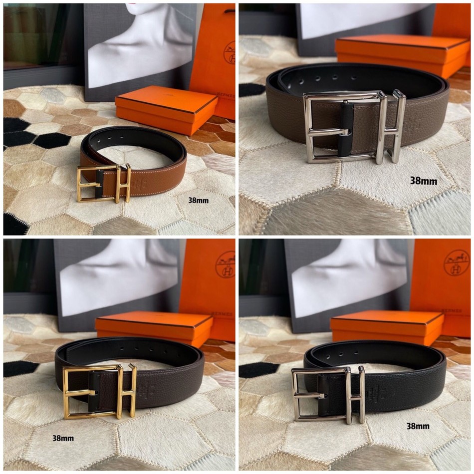 Hermes Hathan Width: 40mm Palladium/Gold Plated Buckle Reversible Belt