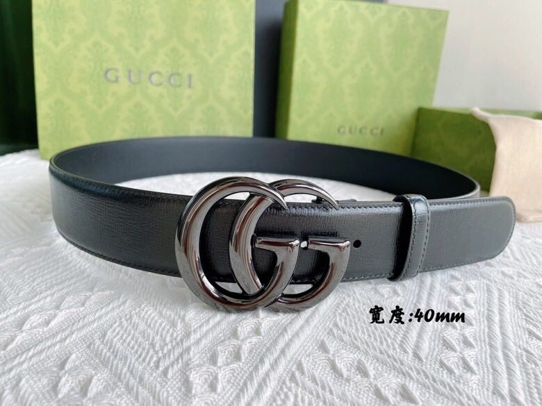 Gucci 4.0 belt with cowhide texture and classic logo metal buckle
