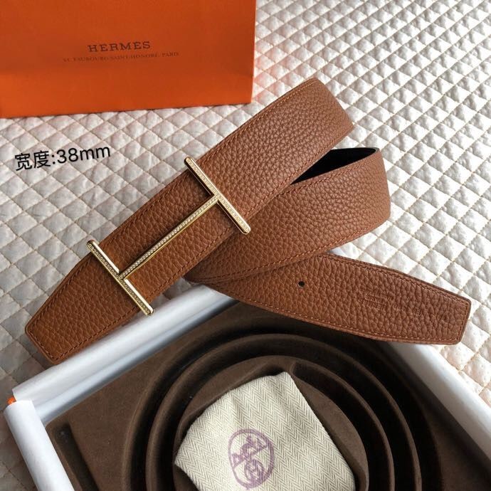 Hermes Constance series stainless steel metal diamond buckle belt 38mm
