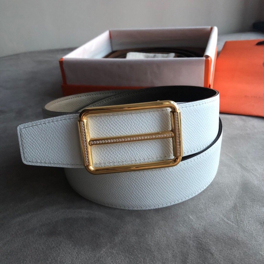 Hermes 38mm Reversible leather belt stainless steel metal buckle belt