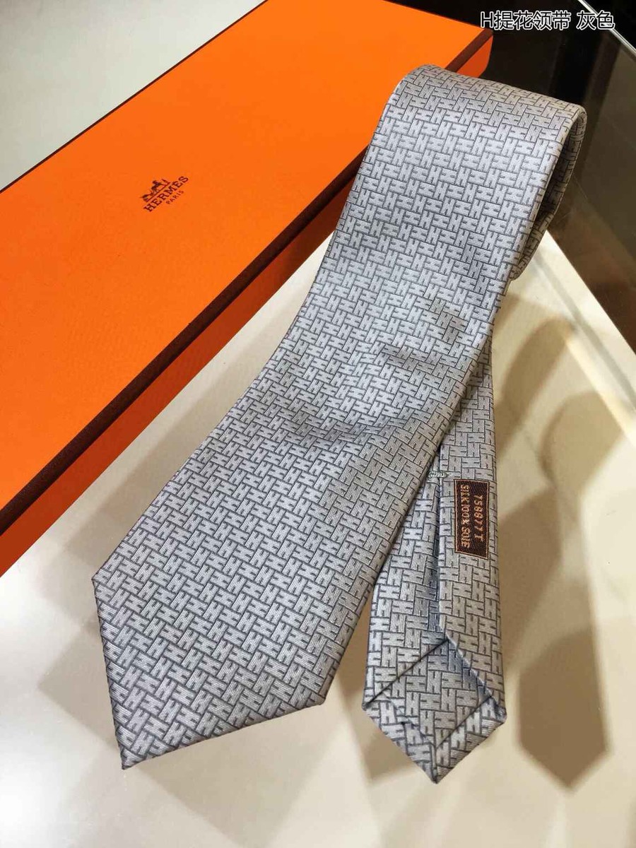 Hermes Top Twill Silk H Jacquard Tie