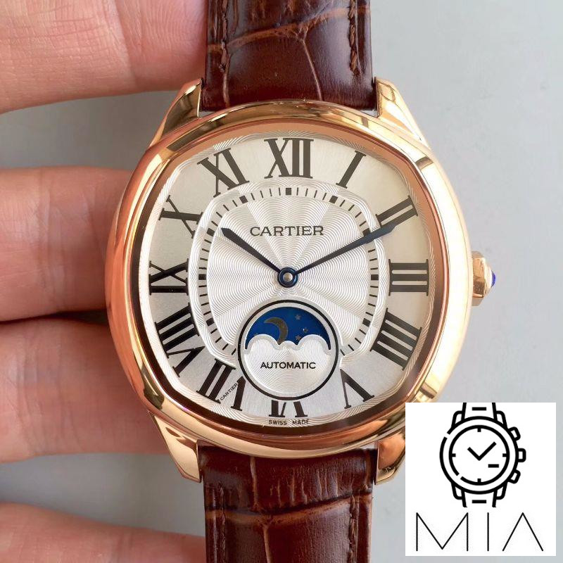 Drive De Cartier Moonphase WGNM0008 Rose Gold Silver Dial